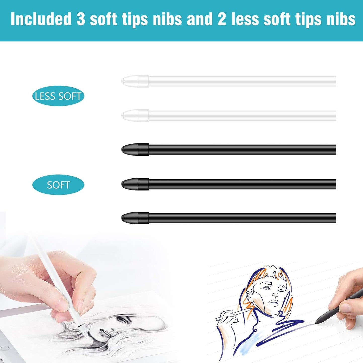 Replacement Stylus Tips for Galaxy Note 8/9, Stylus Pen Nibs with Tweezer Removal Tool (Black)