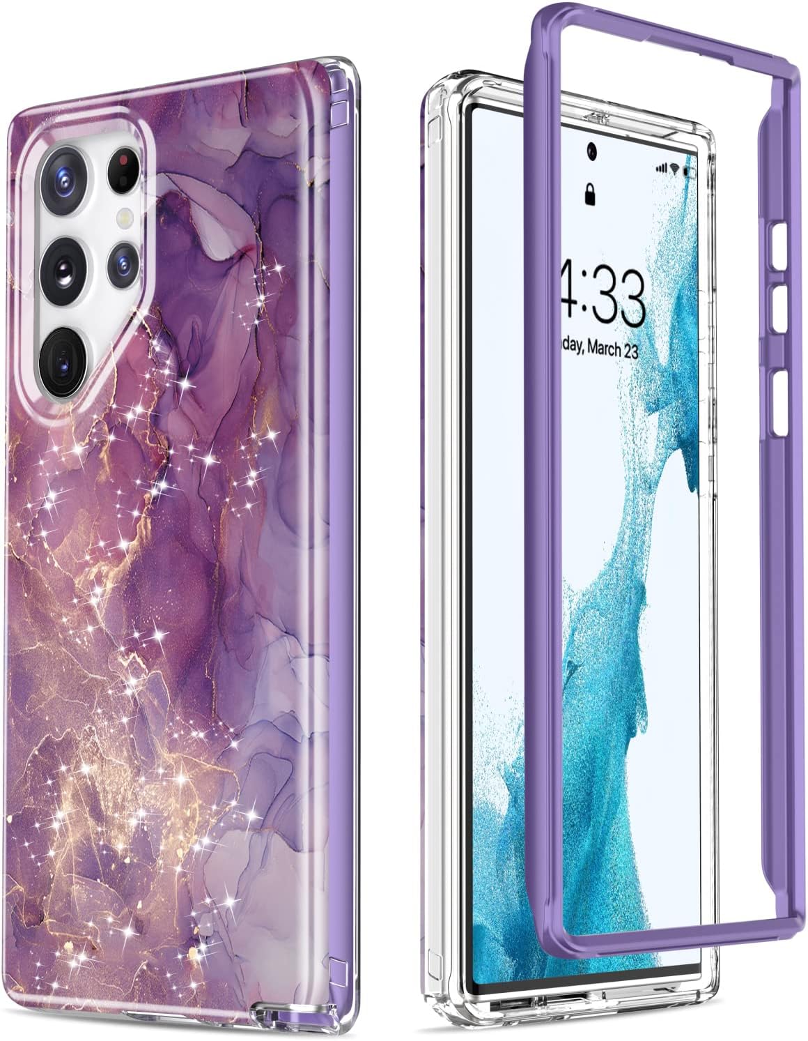 Esdot Military Grade Case for Samsung Galaxy S22 Ultra, 21ft Drop Test Rugged Cover with Fashion Designs for Women,