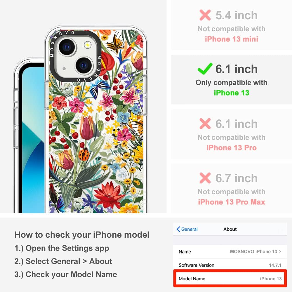 MOSNOVO iPhone 13 Case, Clear TPU Bumper Phone Case with Military-Grade Drop Protection and Anti Peel Off Tech - in The