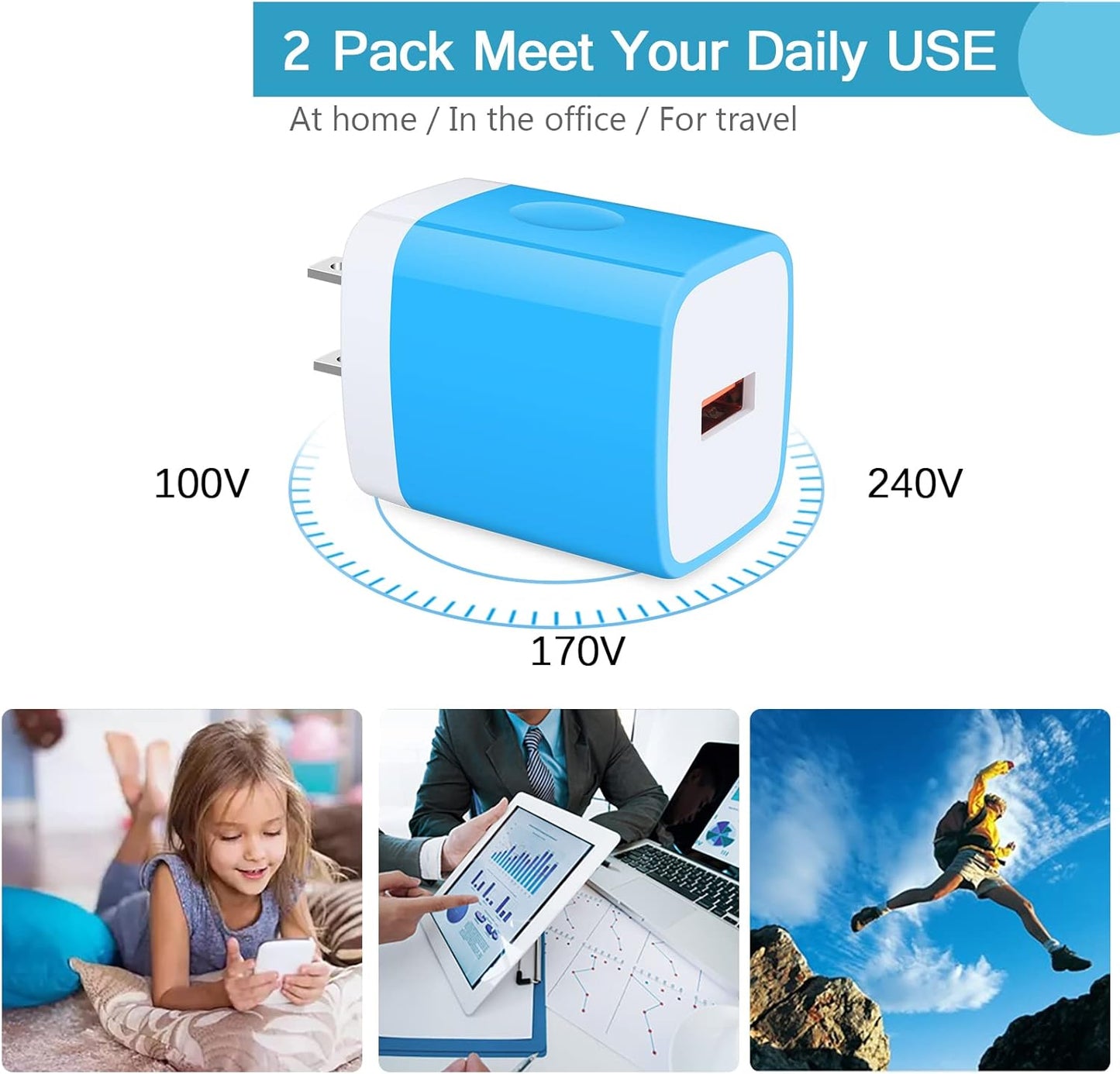 Fast Charging 18W Android Charger Block + 9FT Type C Cable for Samsung Galaxy A71, S22, S21 FE, A53 5G, and more.