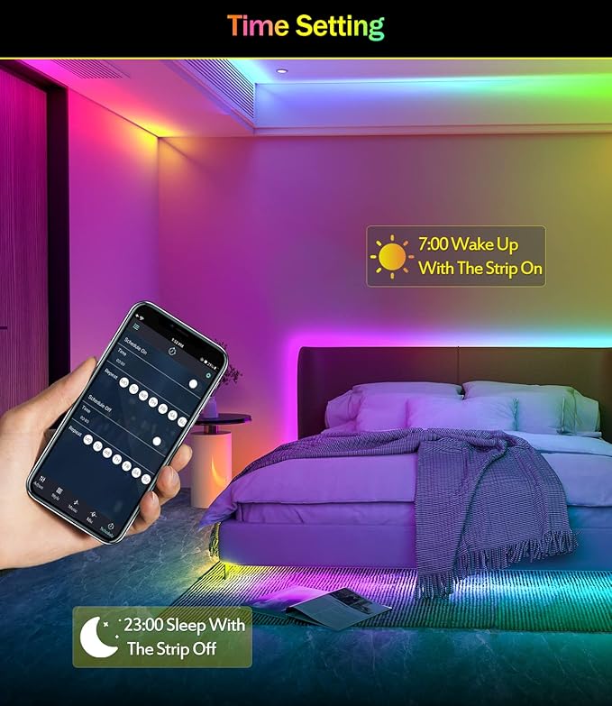 Daymeet Led Lights for Bedroom, 33ft Led Chasing Effect Dream ICRGB Light Strip, USB Smart Light Strips APP Control Music Sync Color Changing Led Strip Lights with Remote for Home christmas Decoration