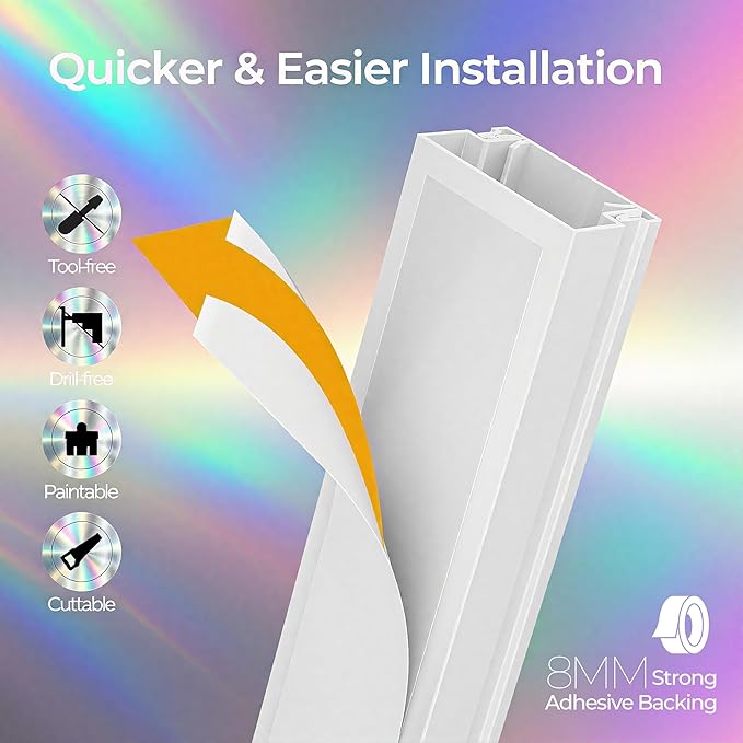 212.6in Cord Hider Kit, Cord Covers for 2-4 Wires on Wall, Self-Adhesive Cable Hider Wire Covers for Cords on Wall, Paintable Cord Hider for Walls Mount Tv, Cable Cover Raceway, W0.95 H0.55in, White