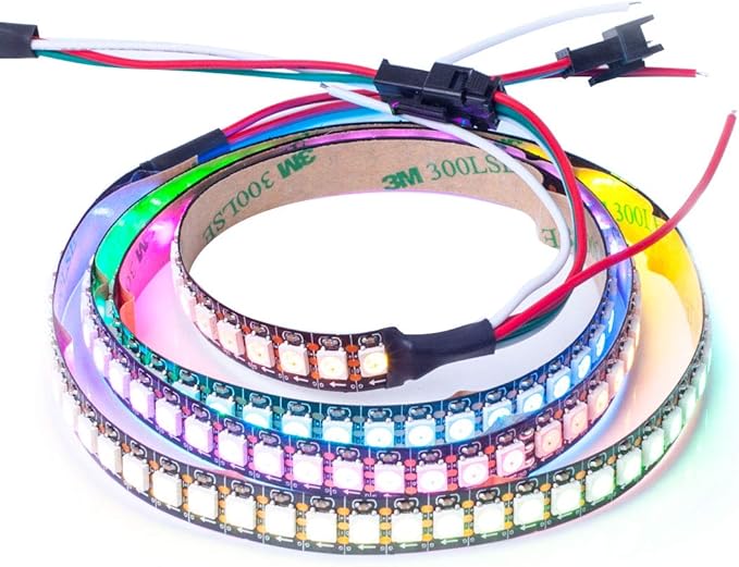 BTF-LIGHTING WS2812B RGB ECO LED Strip, Chasing Effects 5050SMD Individually Addressable 3.3FT 144(2X72) Pixels/m Flexible Dream Color IP30 for Bedroom DIY Projects DC5V (No Adapter or Controller)
