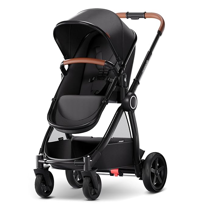 Mompush Ultimate2 Baby Stroller, Premium Convertible Full-Size Stroller for Toddler, Reversible Seat with One Hand Recline Adjustment, Car Seat Adapter Included