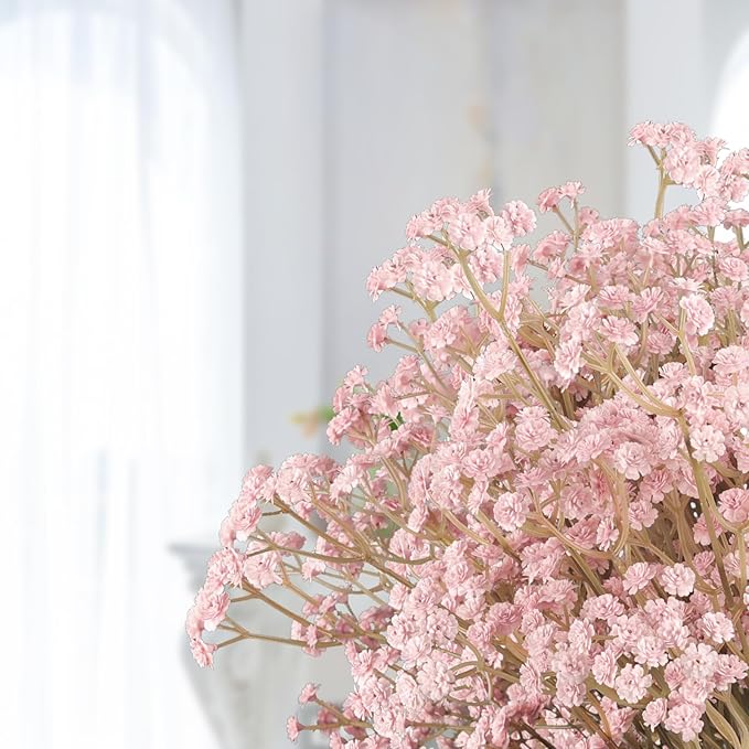 N&T NIETING10 PCS Babys Breath Artificial Flowers Fake Babys Breath Flowers Artificial Bulk Dusty Pink Gypsophila Bouquets Real Touch Faux Flowers for Wedding Floral Arrangement Party Home Decoration