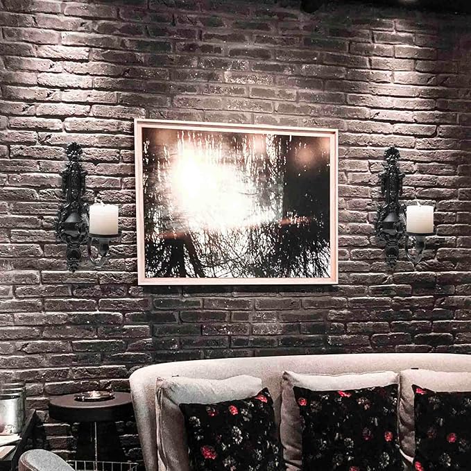 GAKA Wall Sconce Candle Holder Set of 2 Gothic Metal Candle Sconce Black Candle Holders Vintage Wall Mount Candle Holders Decorative,Black