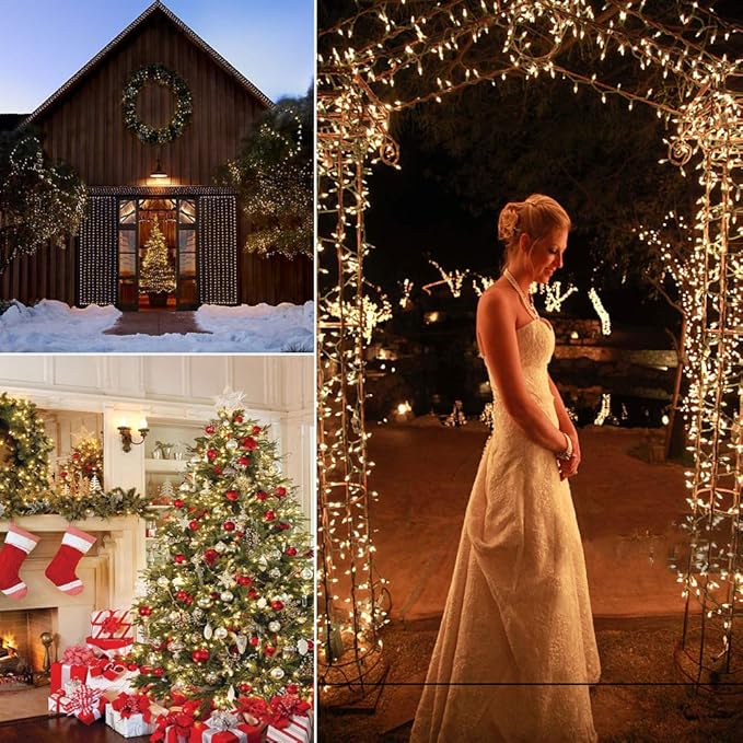 Christmas Lights, Battery Operated String Lights 18ft 50 LED 8 Modes with Timer for Christmas Tree Wreath Party Home Indoor Outdoor Decor, Waterproof, Warm White, 2 Pack