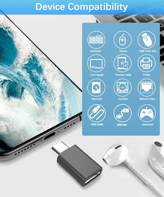 Elebase USB to USBC Adapter with Type C OTG Adaptor Set 4Pack,USBA Male to C Female Converter for Galaxy S24 S23 Plus Ultra FE,Z Fold Flip 7 6,Galaxy Tab S10 S9,Google Pixel 9 8,AirPods 4