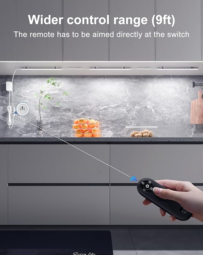 Remote Control Under Cabinet Led Light Plug in, Dimmable Daylight White 4500K, 6 Pack 12 inch Linkable Led Under Counter Lights for Kitchen Upgrade ETL Listed Plug 24V, UNO-LK 4500K