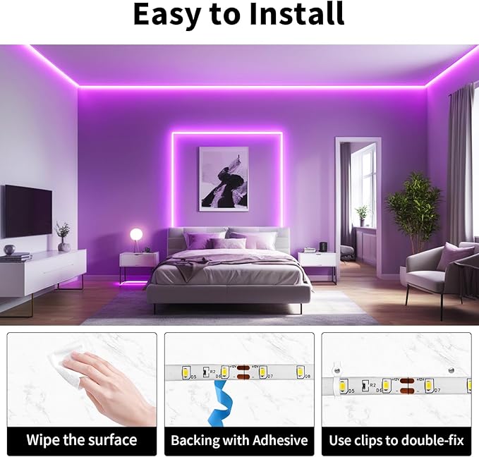 iNextStation Pink LED Strip Lights, 16.4ft 300 LEDs Ultra Bright Flexible LED Light Strip for Bedroom, Cuttable 12V Tape Light for Kitchen, Cabinet, TV Backlight (Power Adapter not Included)