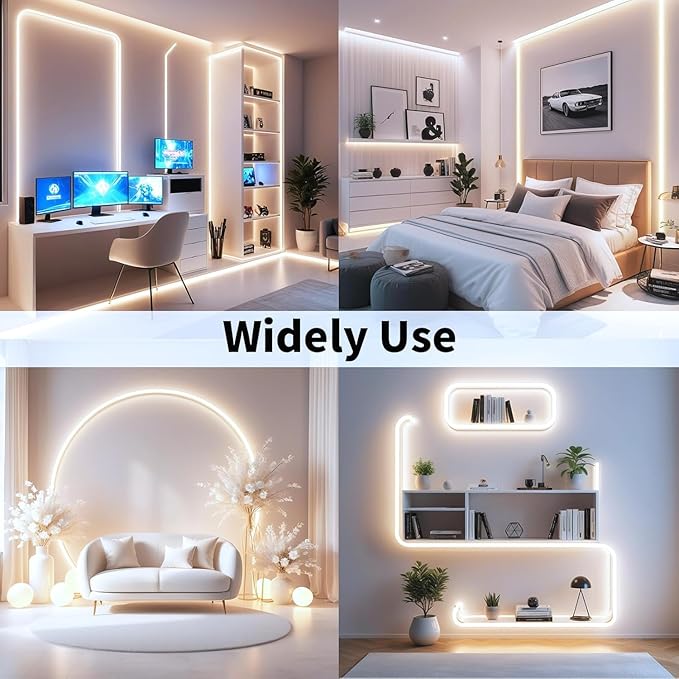iNextStation Warm White LED Strip Light, 16.4ft 5M 2835 SMD 300 LEDs 12V Flexible Cuttable LED Tape Light for Bedroom Kitchen Cabinet Wardrobe TV (Power Adapter Included)