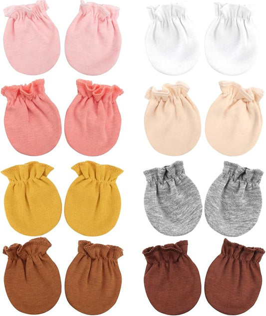 BQUBO Newborn Infant Toddler Mittens No Scratch Cotton Elastic Wrist Gloves Hypoallergenic for 0-6 Months Baby Boys Girls