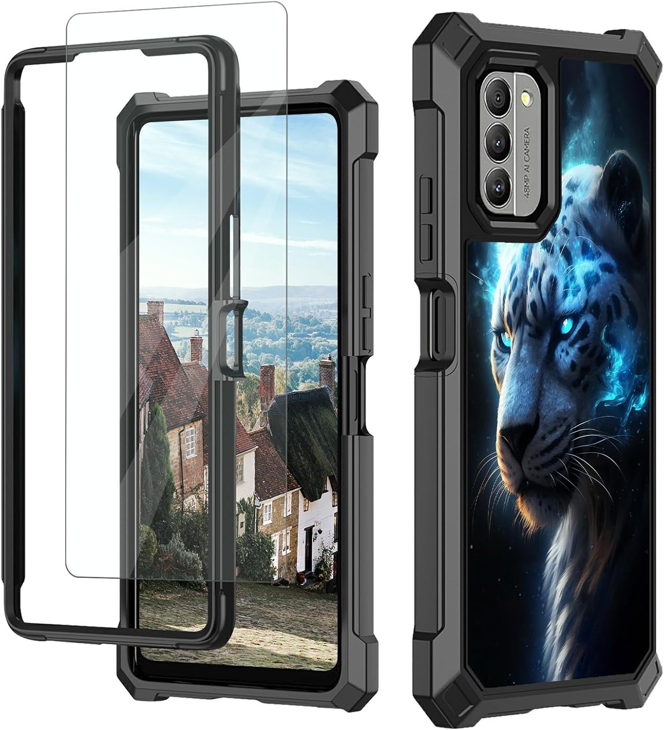 Nokia G310 5G Case with Tempered Glass Screen Protector, Soft TPU Shell with Hard PC Bumper, Wireless Charging Support
