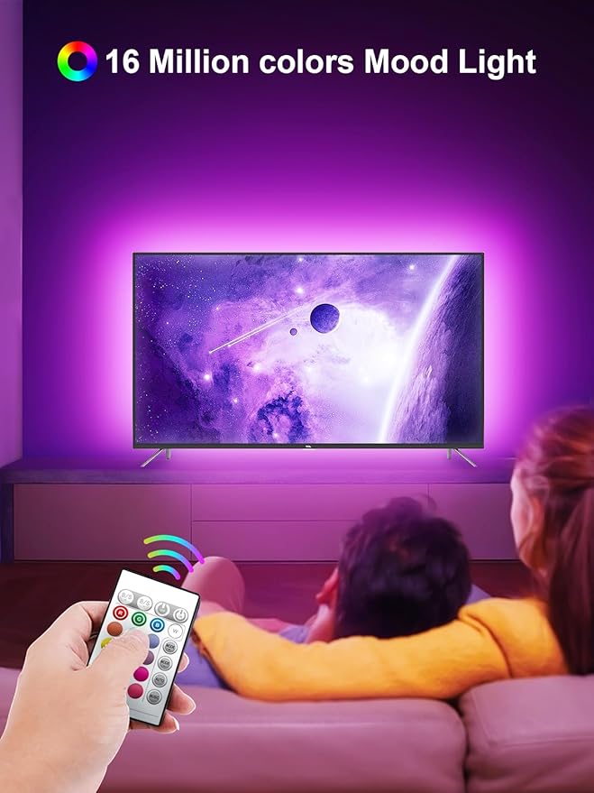 GIPOYENT TV LED Lights, 13.1Ft LED Lights for 40-65 Inch, TV Behind with Bluetooth Function - RGB Color Changing Light Strip for Home Theater(13.1ft)