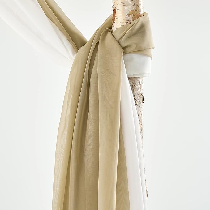 MIULEE Window Scarf for Party Voile Curtain Scarf Sheer Window Valance Draping Fabric for Wedding Arch Ceremony Canopy Bed, Swag Curtain Window Treatment One Panel, 54 x 144 Inches Long, Beige
