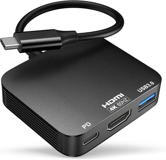 USB C to HDMI Adapter【4K@60HZ】, Vilcome HDMI to USB C Adapter Multiport with USB Type C PD & USB 3.0 Port, Compatible for MacBook Pro/Air, iPad Pro/Air, Dell XPS, iPhone 15 Pro/Max, Android (Black)