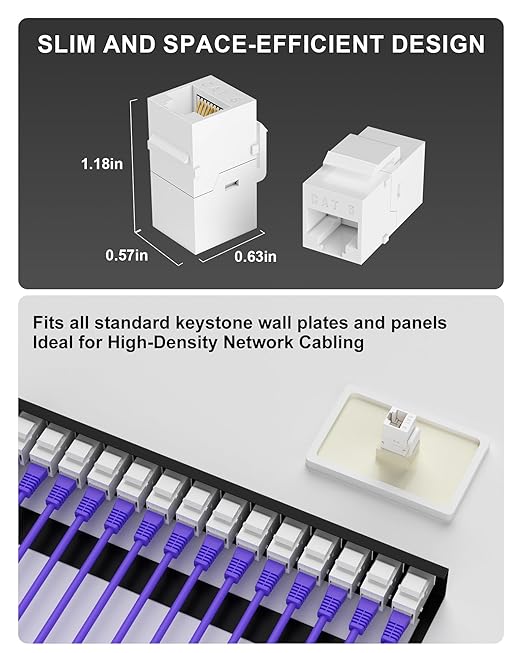 RJ45 Cat6 Keystone Coupler, 40-Pack Cat 6 Keystone Jack Ethernet Coupler Female to Female for Cat6/Cat5e/Cat5 Network Cable, White