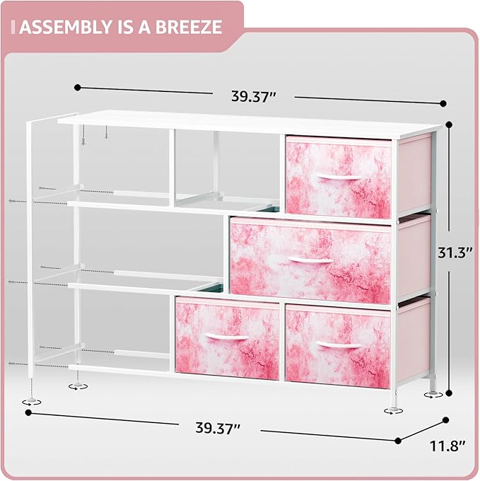 Sorbus Kids Dresser with 8 Drawers - Chest Organizer Unit with Steel Frame Wood Top & Handle, Fabric Bins for Clothes - Wide Furniture for Bedroom Hallway Kids Room Nursery & Closet
