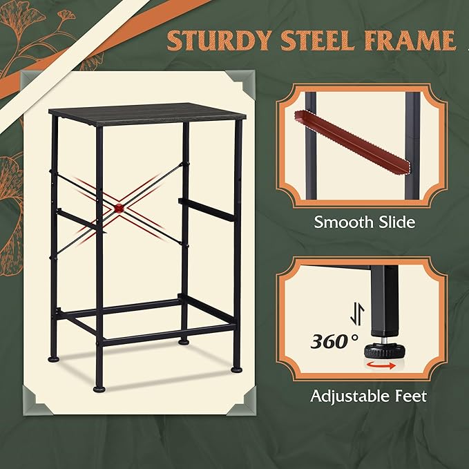 WLIVE Nightstand, Nightstand with 2 Drawers, Bedside Furniture, Night Stand, Small Dresser for Bedroom, College Dorm, End Table with Fabric Bins, Dormitory, Charcoal Black Wood Grain Print, Size L