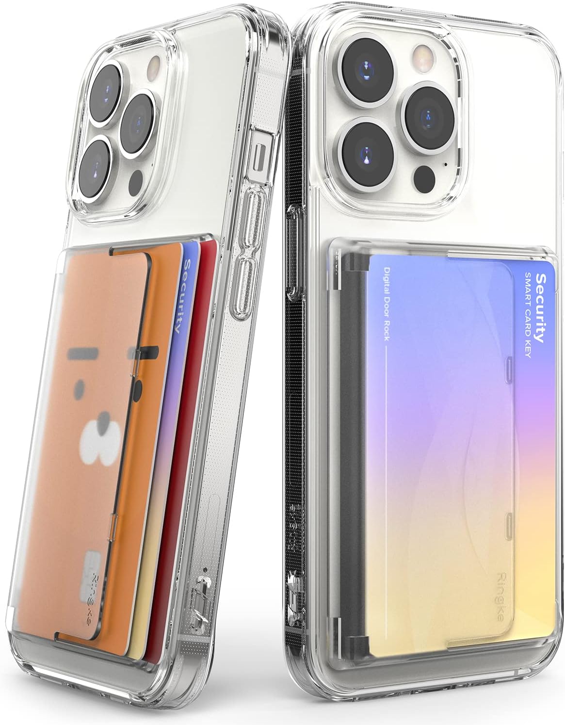 Ringke Side Slot Card Holder for Phone Case, Business Card Holder for iPhone, Galaxy, and Pixel, Clear Mist
