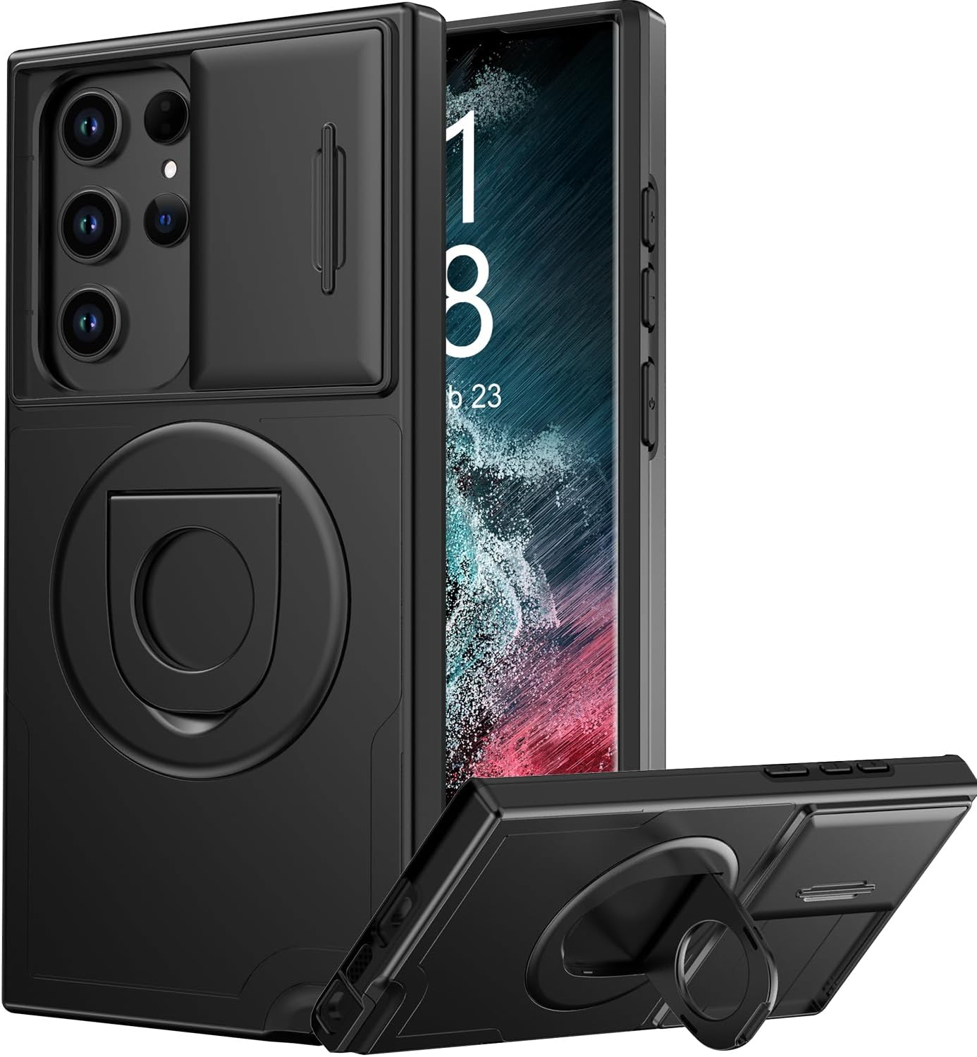 Samsung Galaxy S21 Ultra Case by FUNMIKO - Shockproof, Wireless Charging, Sliding Camera Cover, Magnetic Kickstand -