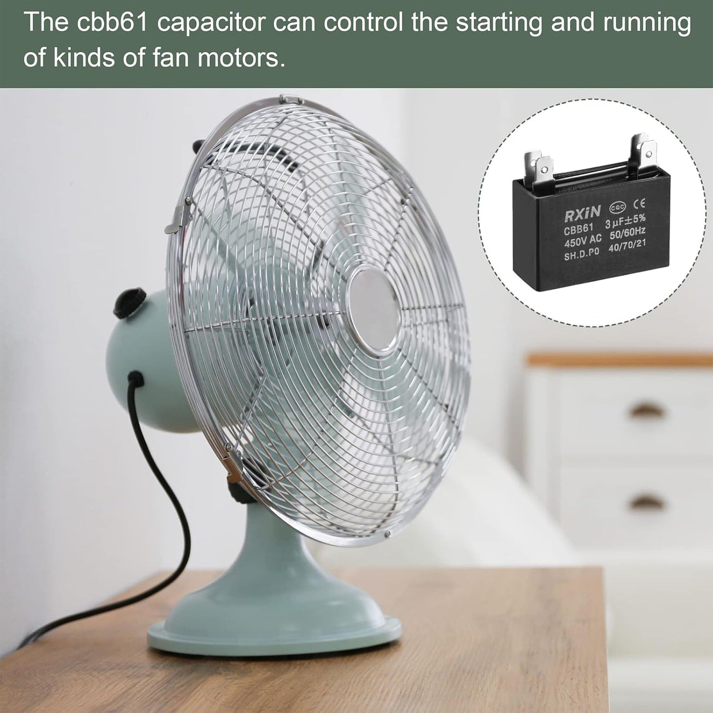YOKIVE 3 Pcs CBB61 Run Capacitor, 450V AC 3uF 50/60Hz, Low Loss for Washing Machines Motor (Black)