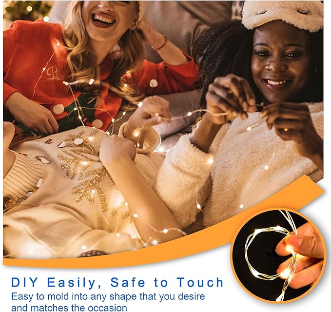 Fairy Lights Battery Operated, 6-Pack Mini String Lights, 20 LED 7ft Twinkle Firefly Starry Lights for DIY Craft Mason Jar Bedroom Wedding Party Table Christmas Decoration (Warm White)