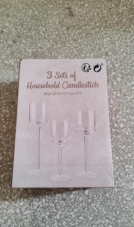 NUPTIO Tealight Candle Holders Glass: Set of 3 Long Stemmed Candle Stands for Dinner Table Centerpiece - Monet Candleholders Pillar Floating Candles