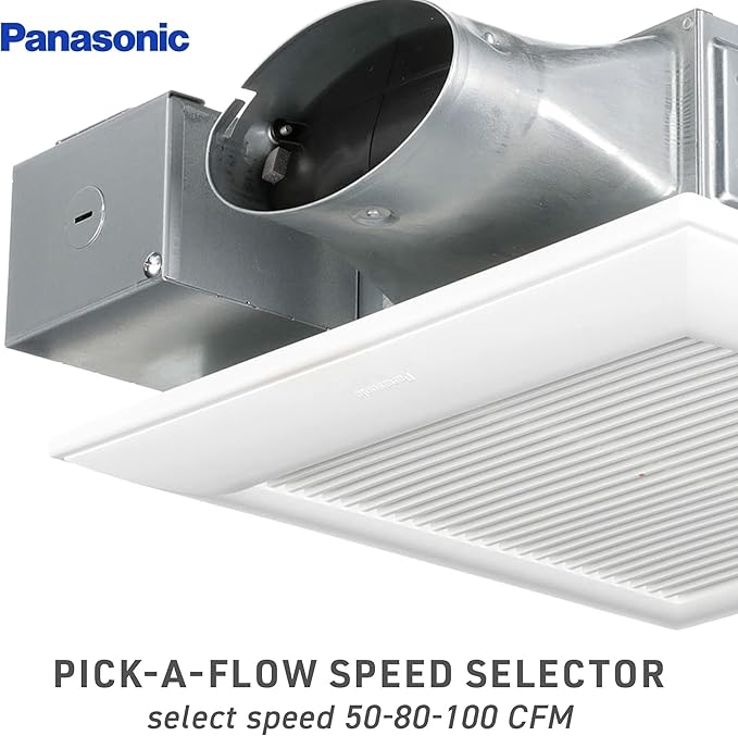 Panasonic WhisperValue Ceiling/Wall Mount Bathroom Exhaust Fan with Humidity Sensor, 50-80-100 CFM, FV-0510VSC1