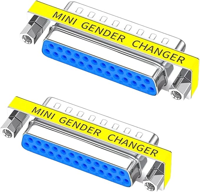 db9 Connector Null Modem Adapter，25-Pin Serial vga Adapter RS232 db9 Gender Changer,for Computer and Industrial Device Data Transfer(F-F（2P-25 Pin）)