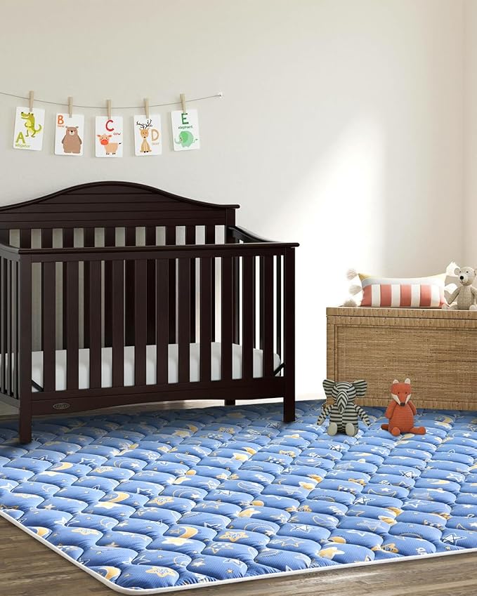Odorless Premium Foam Baby Play Mat 79" x 59", Soft Microfiber Fabric Crawling Mat for Floor- Comfortable and Hypoallergenic, Non-Slip Cushioned Floor Playpen mat for Infants,Babies,Toddlers