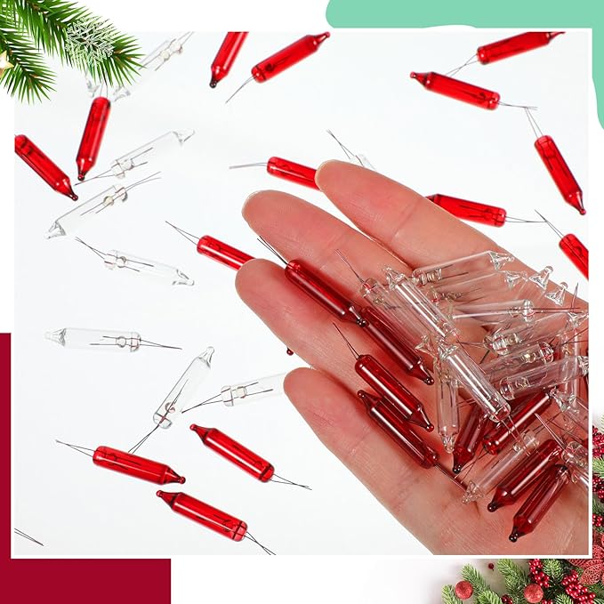 Mudder 200 Count 2.5V Christmas 50/100/150/200 Count Mini Incandescent Wire String Lights Replacement Bulbs Indoor/Outdoor Christmas Lights Decorations for Home Xmas Tree(Warm Red)