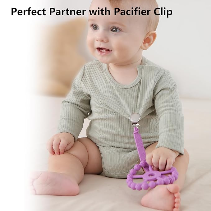 3 Pack Ring Teether Baby Infant Toys, Silicone Teething Ring Toys for Babies 0-6 Months, Seposeve Baby Teethers 6-12 Months 12-24 Months, Easy to Grasp Toy, Teething Relief, Light Purple Green Blue