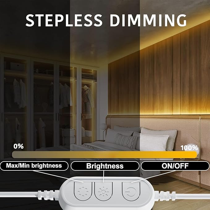 dalattin Warm White LED Strip Lights 50ft, Led Lights Strip Dimmable Bright 24V 3000K, 900 LEDs Lights for Bedroom, Mirror, Kitchen, Strong Adhesive（2 Rolls of 25ft）