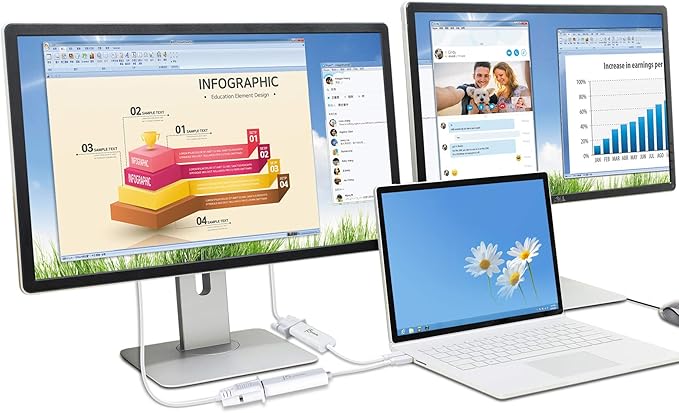 j5create USB to VGA Adapter Cable- Multi-Monitor Desktop Display USB Video Card Converter | 1080p HD Playback | Compatible with Windows and Mac - White (JUA214)