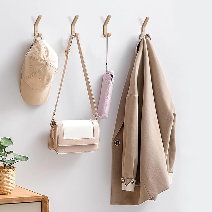 Wooden Coat Hooks for Wall,6 Pack Wall Mounted Natural Wood Hooks,Modern Decorative Oak Wall Pegs for Mudroom,Heavy Duty Hat Hanger Hooks for Hanging Coats, Backpack,Towels,Purse