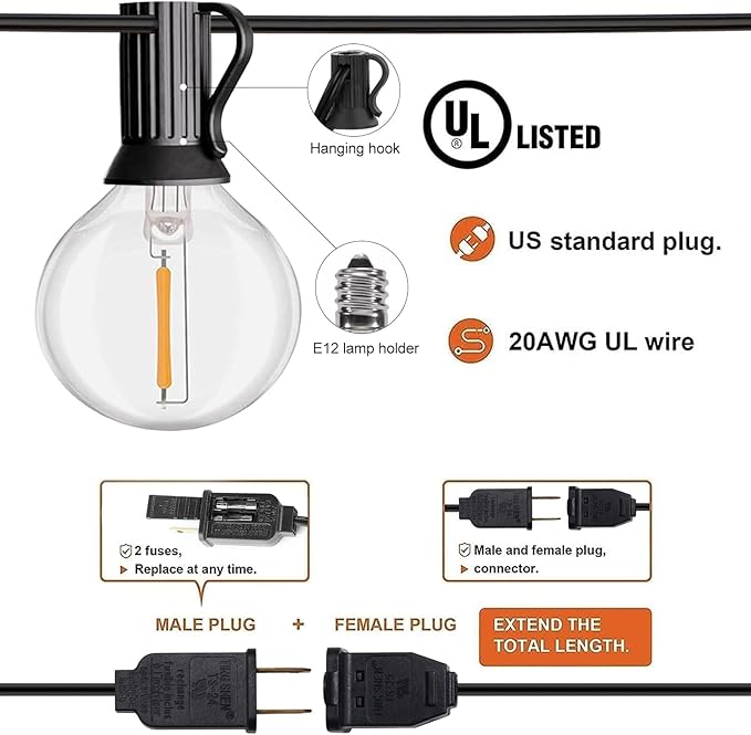 HISTAR 96FT LED Outdoor String Lights with Remote Waterproof G40 Globe Lights with 52 Dimmable LED Bulbs, Outdoor Patio Lights Decorative for Backyard Balcony Bistro Cafe
