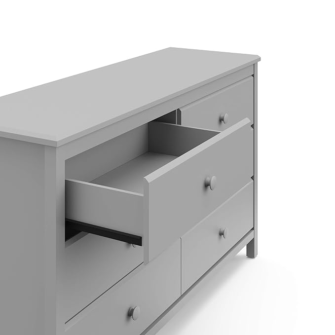 Storkcraft Alpine 6-Drawer Dresser (Pebble Gray) – GREENGUARD Gold Certified, Gray Dresser for Bedroom, Kids & Nursery Storage Drawers, Safety Interlocking Drawers, Pre-Installed Tracks, Kids Bedroom