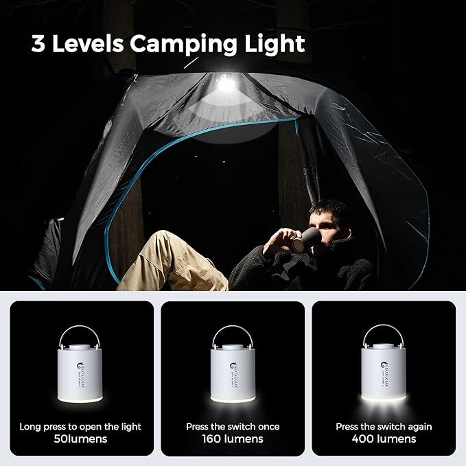 FLEXTAILGEAR Tiny Pump X Portable Air Pump+ Camping Light Ultra-Mini Air Pump with 1300mAh Battery USB Rechargeable for Sleeping Pads Pool Floats Air Bed Air Mattress Swimming Ring