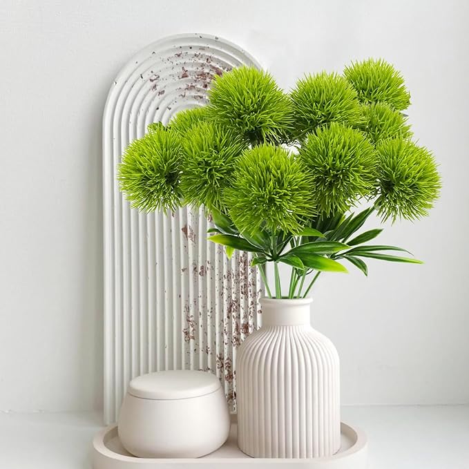 Uieke 36Pcs Dandelion Artificial Flowers, Artificial Flowers for Decoration Fake Plants Bouquet Plastic Flowers for Home Decoration Wedding Decor Flower Arrangment Green