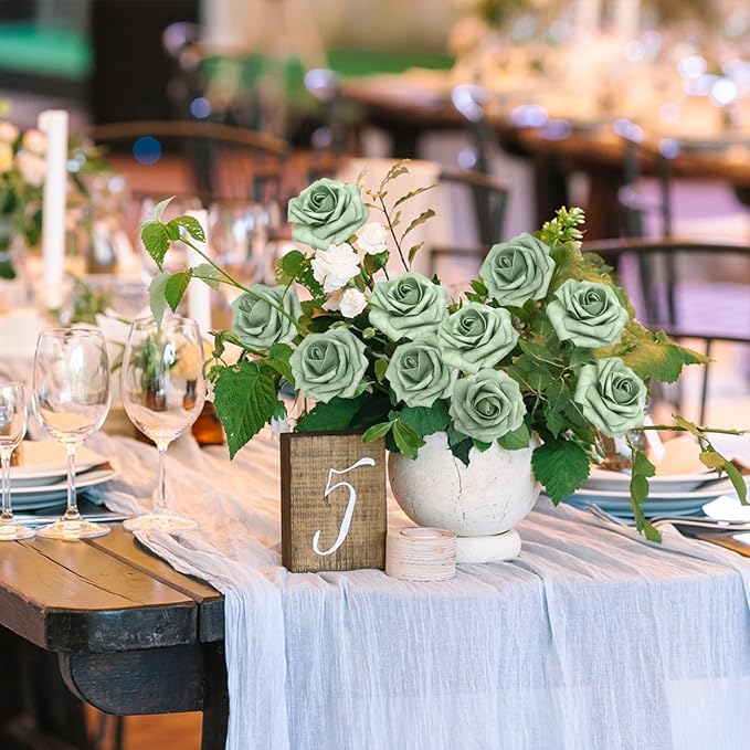 JOYLEX Artificial Flowers Realistic Roses, Real Looking Fake Roses with Stem for DIY Wedding Bouquets Centerpieces Bridal Shower Party Home Romantic Decorations (Elf Green, Regular 3" - 200pcs)