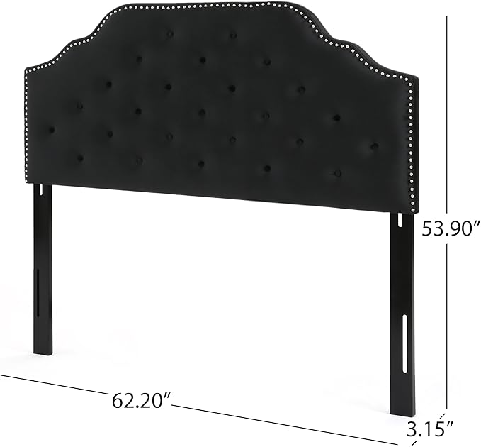 Christopher Knight Home Silas Velvet Headboard, Queen / Full, Black / Black