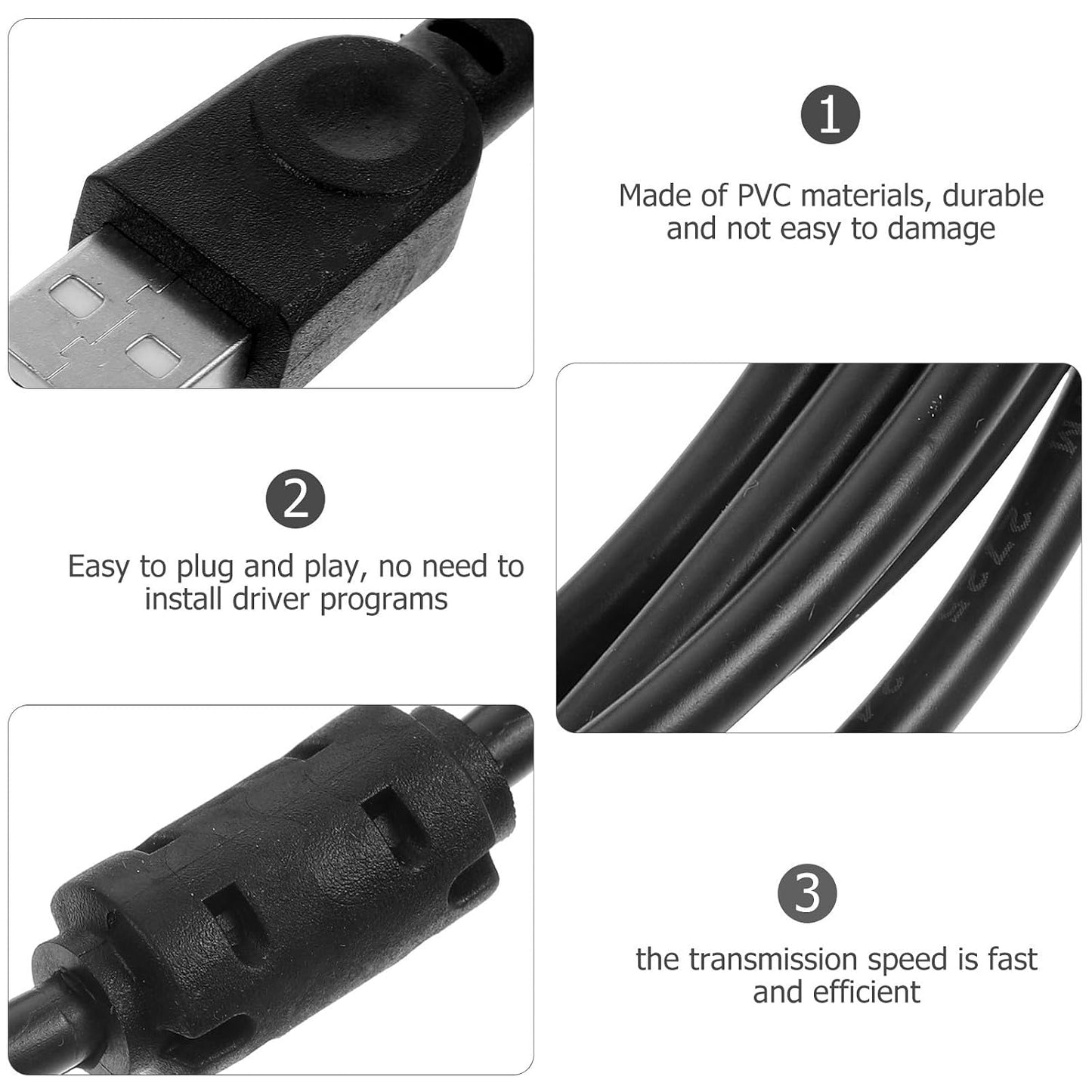 2.0 3 Vaguelly USB Printer Cable for Copier and Scanner, Meter Black USB Cable for Computer Accessories, Office