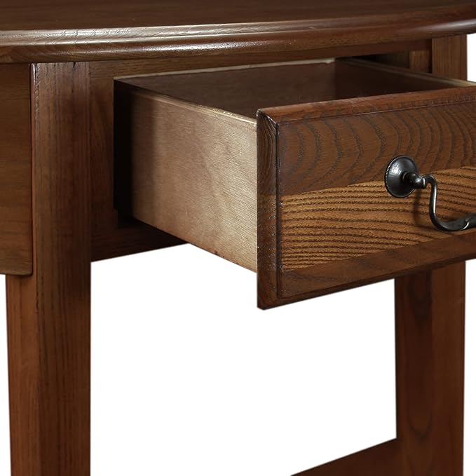 Salem Demilune Solid Wood Console Table with Drawer and Shelf, Medium Oak Brown, Perfect for Entryways, Hallways, and Living Rooms – Leick Home, 9036-MED