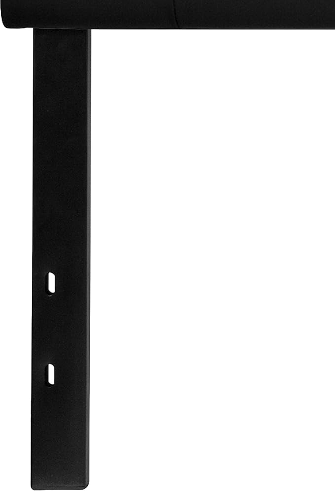 Flash Furniture Lennox Button Tufted Upholstered King Size Headboard in Black Vinyl with Adjustable Bed Rail Slots