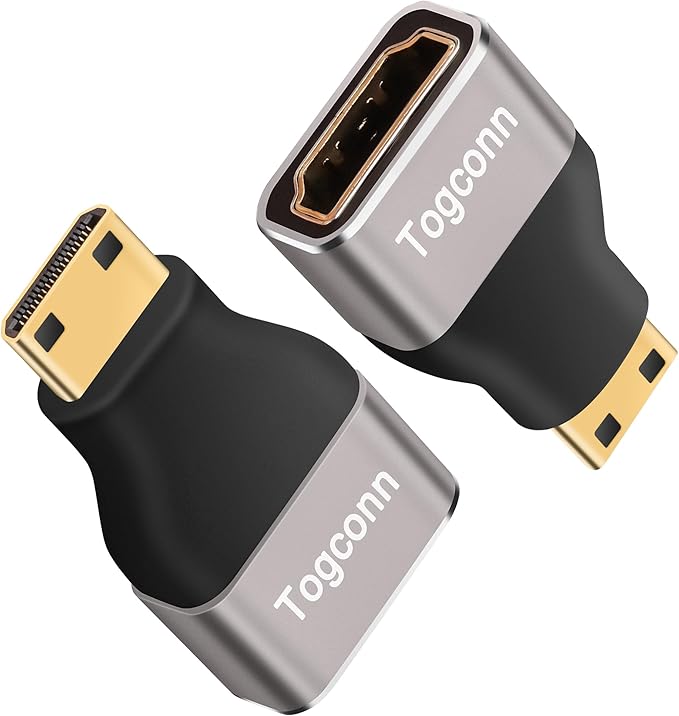 8K Mini HDMI to HDMI Adapter 2Pack,Mini HDMI (Male) to HDMI (Female) Converter Connector (Aluminum Shell) Support 8K@60Hz,4K@120Hz, HDR,3D Compatible with Camera, Camcorder, Laptop, Raspberry Pi Zero