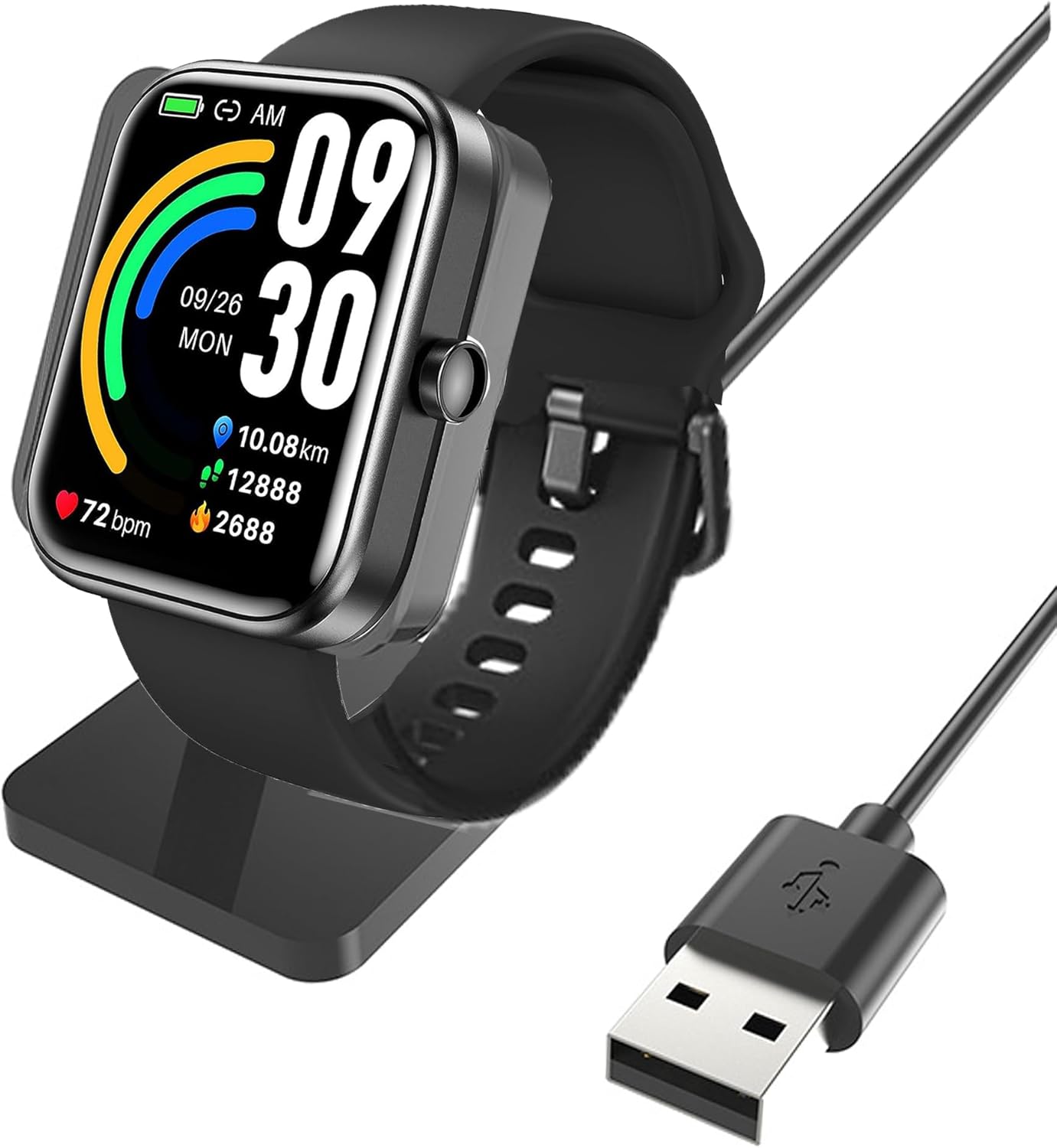 Lamshaw Charging Stand Dock for TOZO S3 Smart Watch, Compatible with TOZO S3, S4 1.78" Smart Watch (Black)