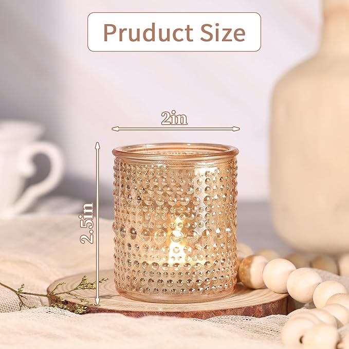 15Pcs Glass Votive Candle Holders, Gold Tea Light Candle Holders Vintage Fall Tealight Candle Holder Bulk for Autumn, Thanksgiving Table Centerpieces, Christmas Decor (Gold)