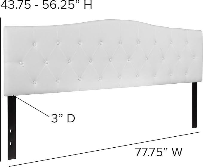 Flash Furniture Cambridge Tufted Upholstered King Size Headboard in White Fabric