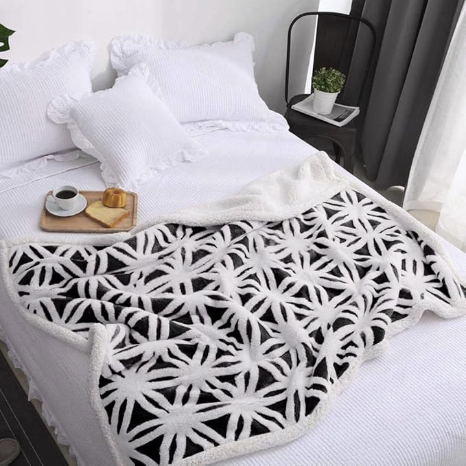 LOMAO Sherpa Fleece Blanket Fuzzy Soft Throw Blanket Dual Sided Blanket for Couch Sofa Bed (Black, 51''x63'')